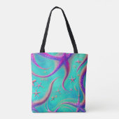 Tote Bag Plage Thème Turquoise et pourpre Starfish (Dos)