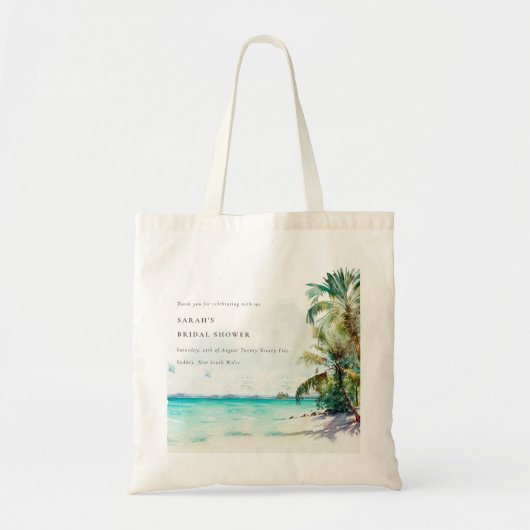 Tote Bag Plage tropicale aquarelle Palm Trees Fête des mari (Devant)