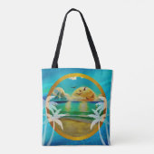 Tote Bag Plage tropicale moderne Palm Trees Sunset Vacances (Dos)