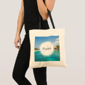 Tote Bag Plage tropicale pittoresque avec huttes de chaume  (Devant (produit))