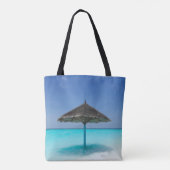 Tote Bag Plage tropicale pittoresque avec parapluie de chau (Dos)