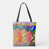 Tote Bag Plage tropicale Surf coloré (Dos)
