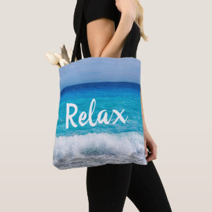 Tote Bag Plage tropicale Turquoise Blue Ocean Mousse