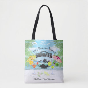 Tote Bag Plage tropicale, vacances d'été   Personnalisé