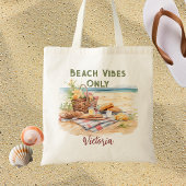 Tote Bag Plage Vibes uniquement Plage personnalisée
