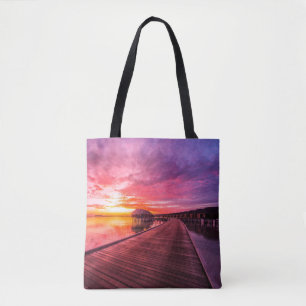 Tote Bag Plages tropicales Coucher de soleil aux Maldives