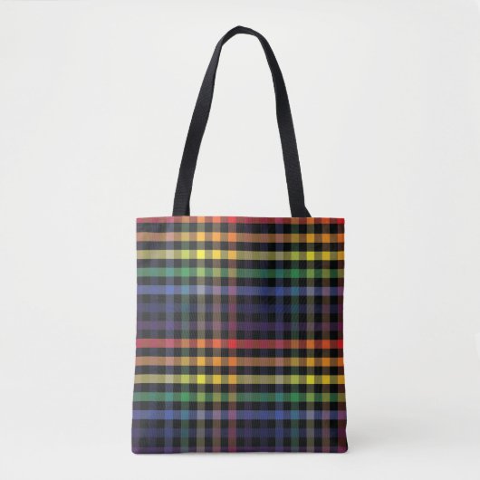 Tote Bag Plaid arc-en-ciel (Devant)