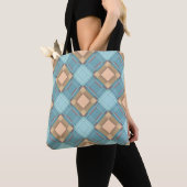 Tote Bag Plaid beige bleu (De près)