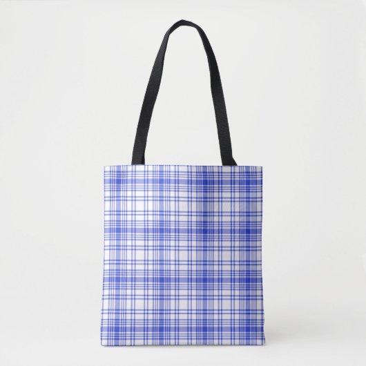 Tote Bag Plaid blanc bleu 2 (Devant)