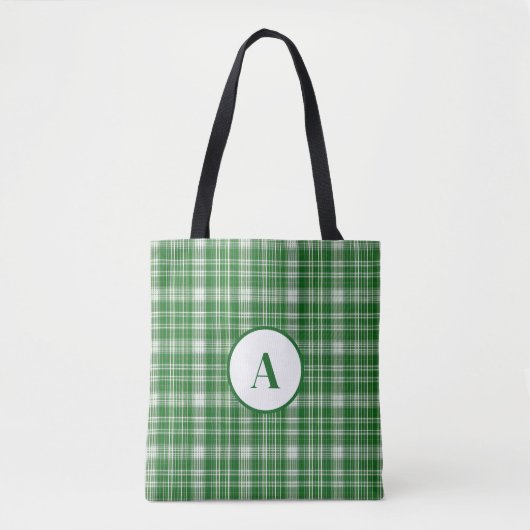 Tote Bag Plaid blanc et vert moderne (Devant)