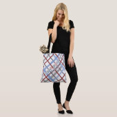 Tote Bag Plaid Blue Burgundy mignon Fille Nom Monogramme (Sur le modèle)