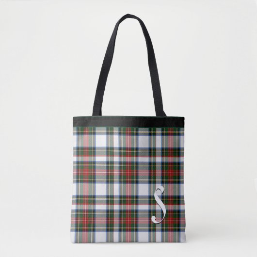 Tote Bag Plaid classique Fourre-tout décoré d'un monogramme (Devant)