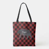 Tote Bag Plaid de Buffalo d'aquarelle d'ours noir (Dos)