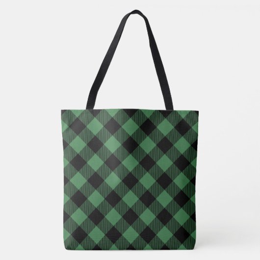 Tote Bag Plaid de Buffalo vert/noir (Devant)