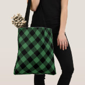 Tote Bag Plaid de Buffalo vert/noir (De près)