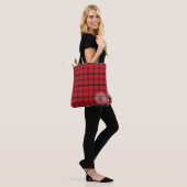 Tote Bag Plaid de tartan rouge et noir décoré d'un (Sur le modèle)