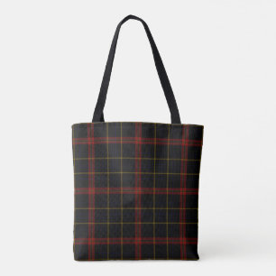 Tote Bag Plaid de tartan rouge noir d'or jaune