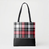 Tote Bag Plaid en tartan noir, blanc et rouge (Devant)
