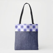 Tote Bag Plaid et denim bleu pâle (Devant)