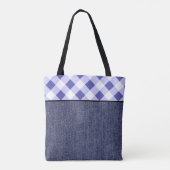 Tote Bag Plaid et denim bleu pâle (Dos)
