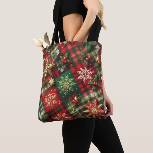 Tote Bag Plaid Festif  (De près)