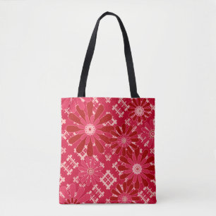 Tote Bag Plaid, floral, plaid, rouge, rouge, rustique