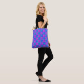 Tote Bag Plaid moderne couleur bleu et violet (Sur le modèle)