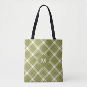 Tote Bag Plaid Monogramme personnalisé / Motif Tartan