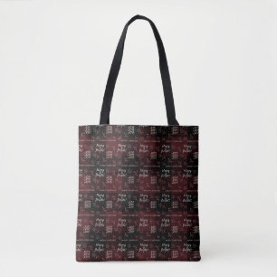 Tote Bag Plaid noir et rouge profond Merry & Bright