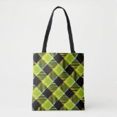 Tote Bag Plaid Noir Et Vert (Devant)