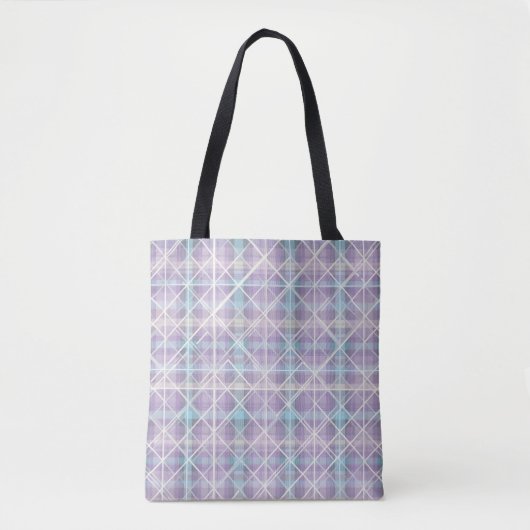 Tote Bag Plaid Pastel Géométrique (Devant)