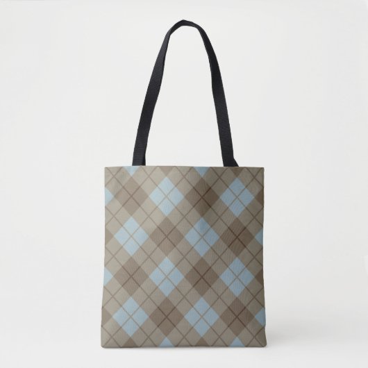 Tote Bag Plaid polarisé dans le bleu et le brun (Devant)