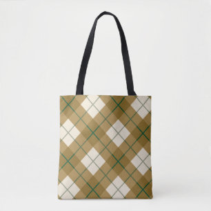 Tote Bag Plaid polarisé en or avec la rayure verte