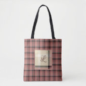 Tote Bag Plaid rose et crème (Devant)