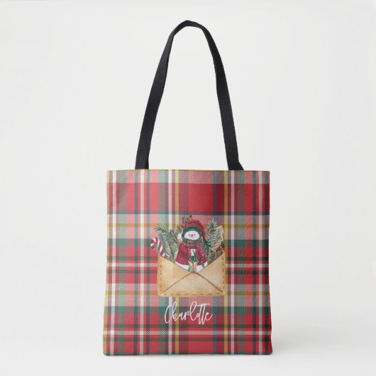Tote Bag Plaid Rustic Holidays Personnalisé Cute (Devant)