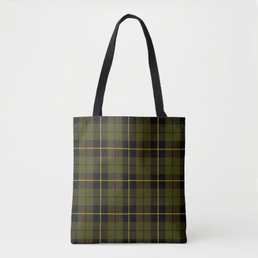 Tote Bag Plaid vert avec la rayure noire et jaune (Devant)