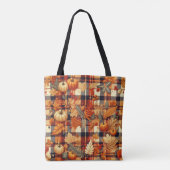 Tote Bag Plaids d'automne citrouille Maple Feuille (Dos)