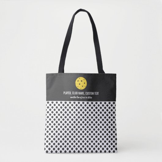 Tote Bag Plaisir Polka Dot Imprimer Pickleball Paddle Perso (Devant)