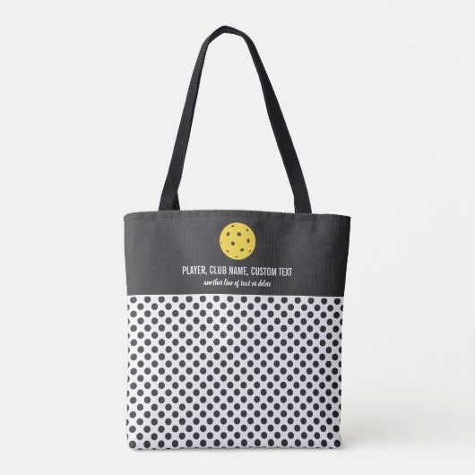 Tote Bag Plaisir Polka Dot Imprimer Pickleball Paddle Perso (Dos)