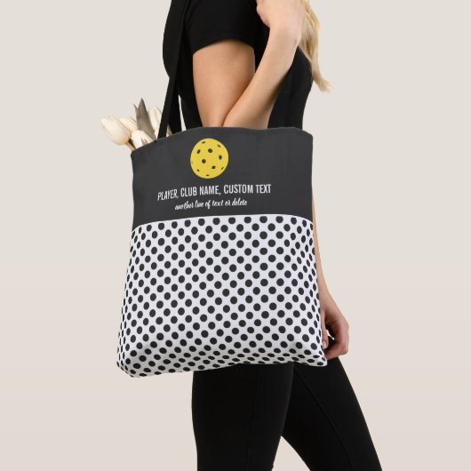Tote Bag Plaisir Polka Dot Imprimer Pickleball Paddle Perso (De près)