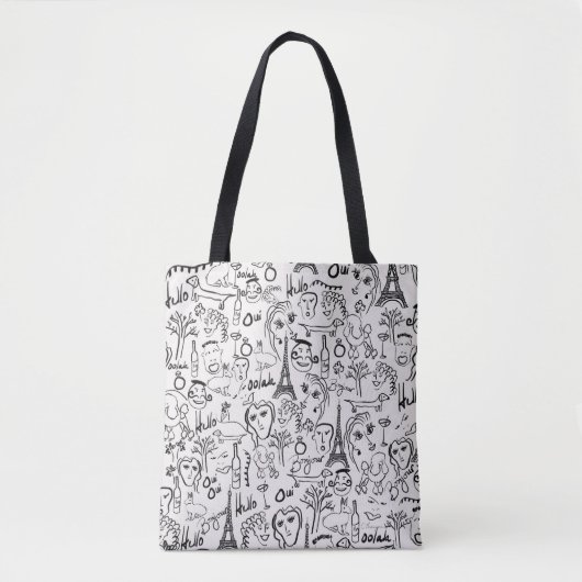 Tote Bag Plan de la scène Paris Rue Noir & Blanc (Devant)