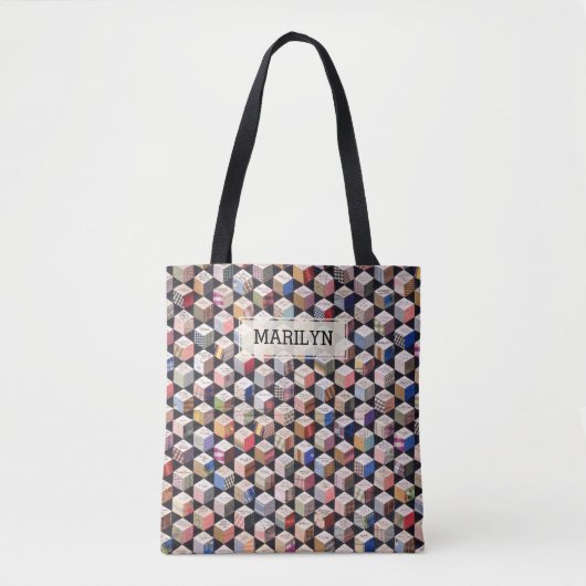 Tote Bag Planche | Blocs de tambours Antique Patchwork Look (Devant)