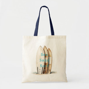 Tote Bag Planches de surf de plage de sable de mer