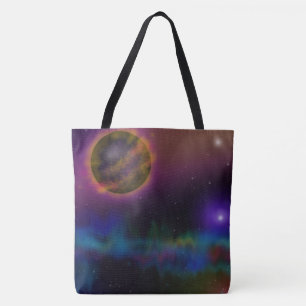 Tote Bag Planète de feu et étoiles Espace extra-atmosphériq