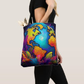 Tote Bag Planète dynamique - Conception de la Terre tropica (De près)