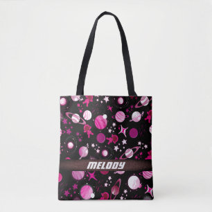 Tote Bag planète spatiale colorée galaxie étoiles motif