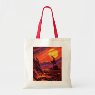 Tote Bag Planète volcanique de science-fiction vintage avec