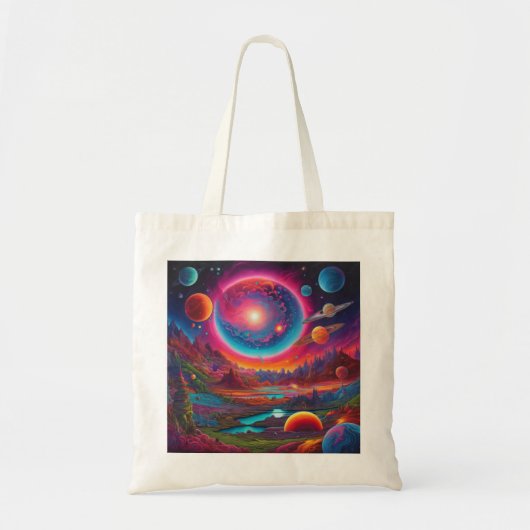 Tote Bag Planètes sauvages art psychédélique (Devant)