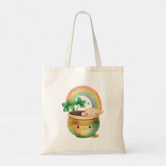 Tote Bag Planeur Jardin mignon avec Arc-en-ciel et Clover (Dos)