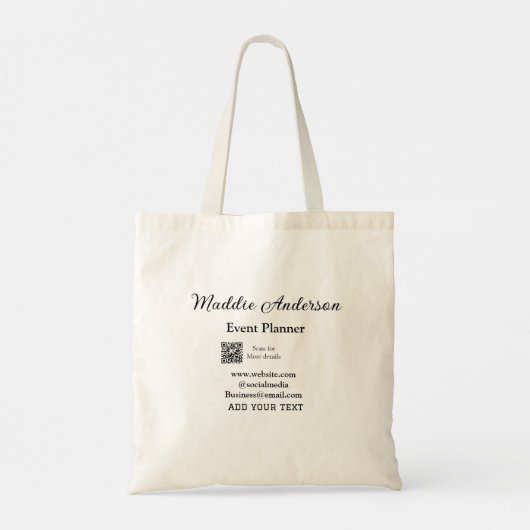 Tote Bag Planificateur d'événements ajouter nom Q R code dé (Dos)